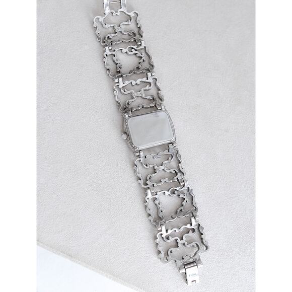 Brighton Summer Love Watch Silver Plated Lacy Filigree Band 7.5" 1" Works Fold - Picture 8 of 10